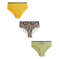 -Lot de 3 culottes - Rita - Multicolore - 100% coton bio - Confortable - Imprimé feuillage