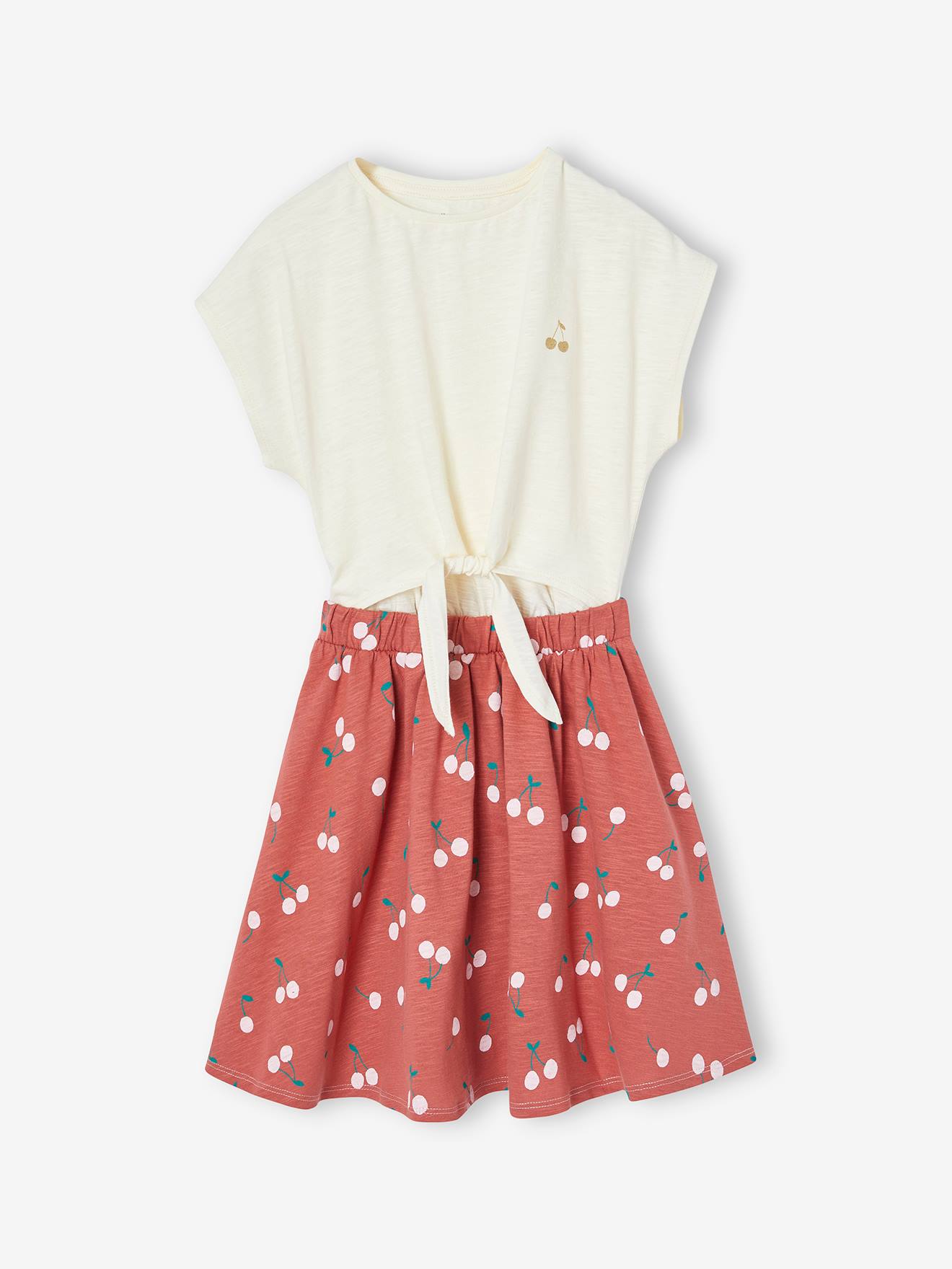 Robe effet 2 en 1 fille écru