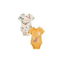 Bébé-Body-Body bébé - Wakae - Lot de 2 - Manches courtes - Couleur Ocre - Label OEKO-TEX