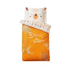 -Housse de couette enfant - Goya - Ocre - 100% coton - Réversible - Petites oreilles fantaisies