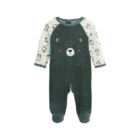 Bébé-Pyjama bébé en velours - PETIT BEGUIN - Meilleur Copain - Vert - Garçon - Bébé