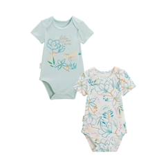 Bébé-Body-Body bébé - Patroika - Lot de 2 - Imprimé floral - Couleur aqua - STANDARD 100 by OEKO-TEX