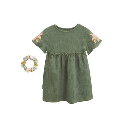 Fille-Robe enfant en gaze de coton + chouchou Pivoina