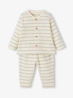 -Ensemble naissance rayé gilet et pantalon