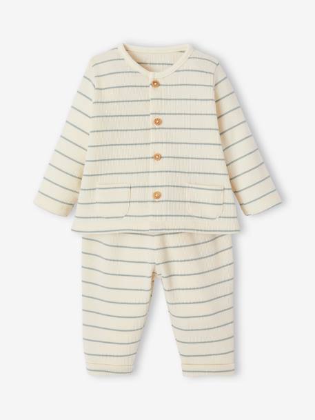 Bébé-Ensemble naissance rayé gilet et pantalon