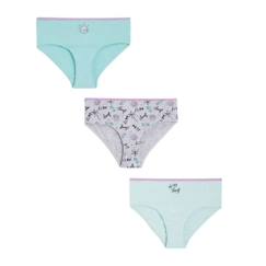 -Culottes Fille - Playa - Lot de 3 - 100% Coton Bio - Confort - Bleu