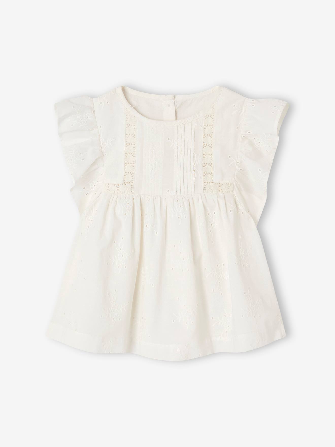 Blouse de cérémonie en broderie anglaise fille blanc