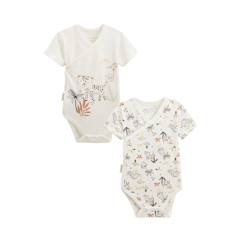 -Lot de 2 bodies bébé manches courtes ouverture croisée Yao