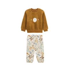 -Ensemble bébé - Lamascotte - Sweat-shirt en sherpa - Pantalon en molleton - Taille élastiquée - 100% polyester