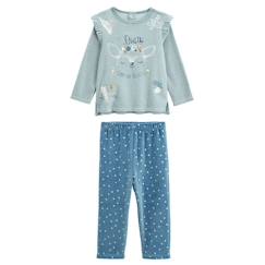 -Pyjama bébé 2 pièces - Bichette - Velours - Bleu - Fille - STANDARD 100 by OEKO-TEX