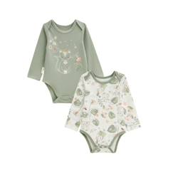 -Body bébé - Lily - Lot de 2 - Manches longues - Couleurs écrues et kaki - Label OEKO-TEX