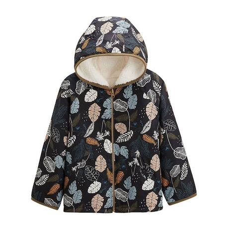 Garçon-Manteau, veste-Veste à capuche enfant - Caracas - Réversible - Sherpa doux - Tissu déperlant - Imprimé feuillage