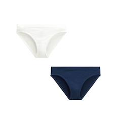 -Lot de 2 culottes fille écru et bleu marine Saeva