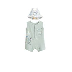 -Combishort bébé + chapeau en gaze de coton Garden Party