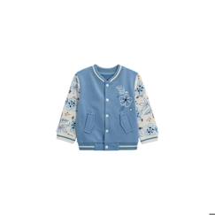 -Veste teddy enfant - Hélénie - Bleu - Coton léger - Imprimés fleuris - Poches pratiques