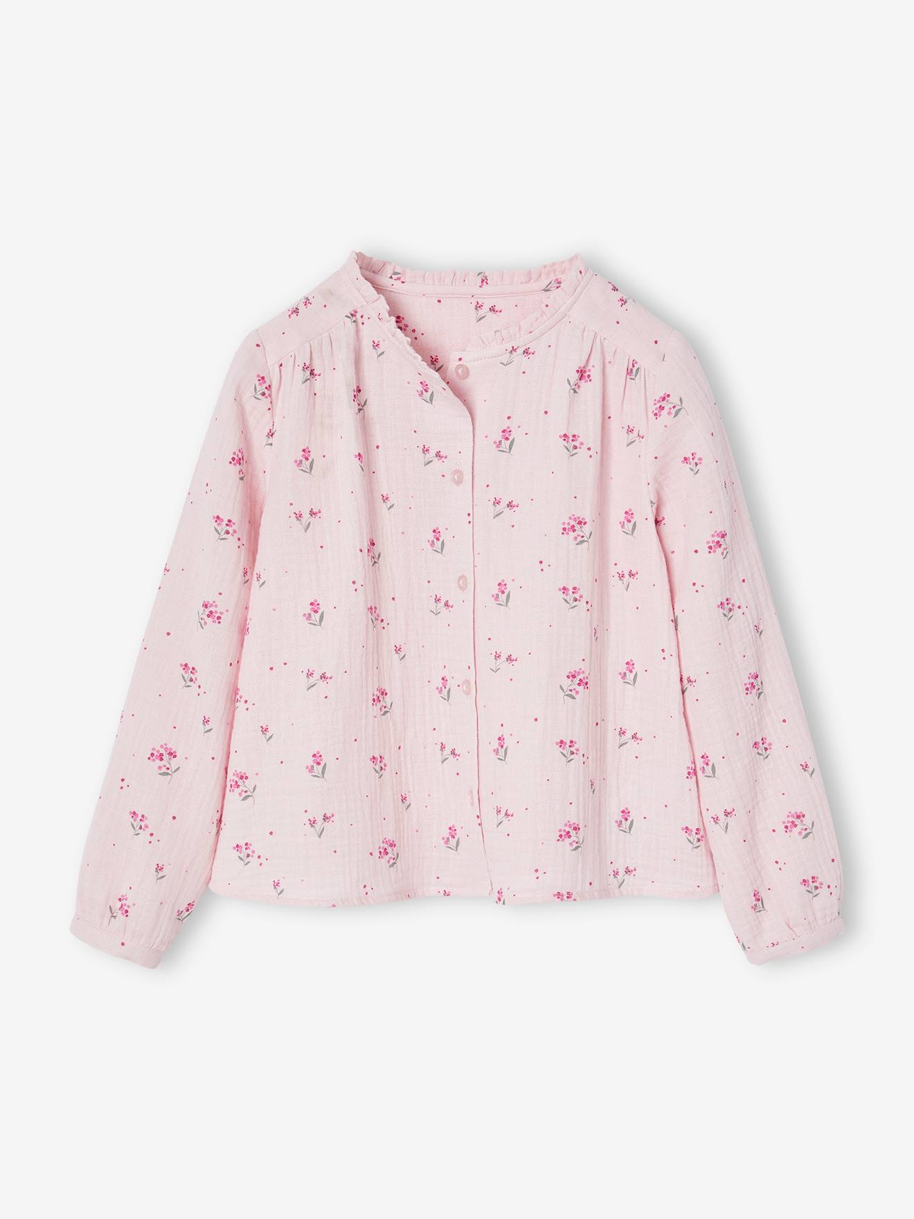 Chemise en gaze de coton personnalisable fille rose pâle