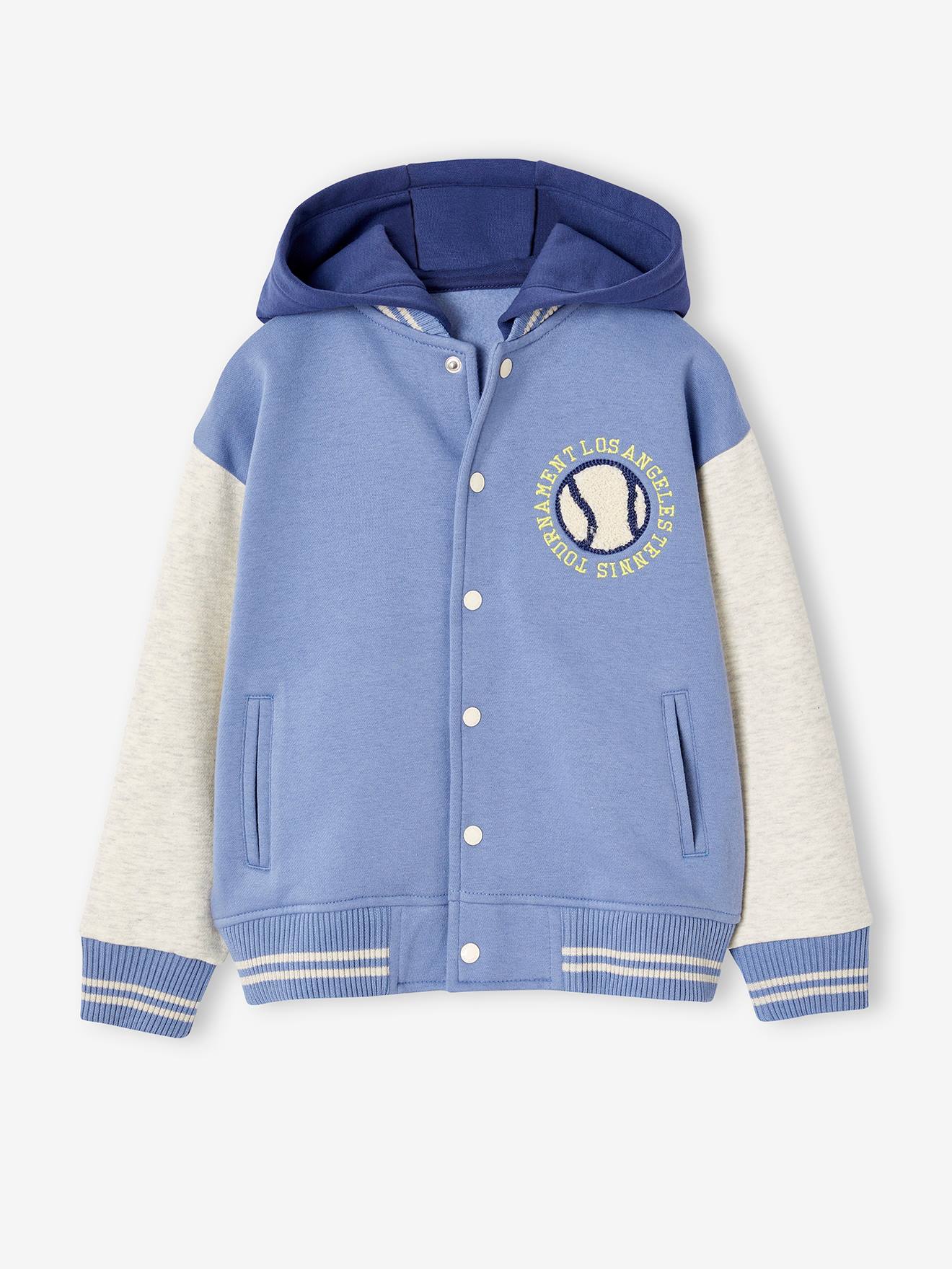 Sweat molleton style Teddy à capuche garçon bleu