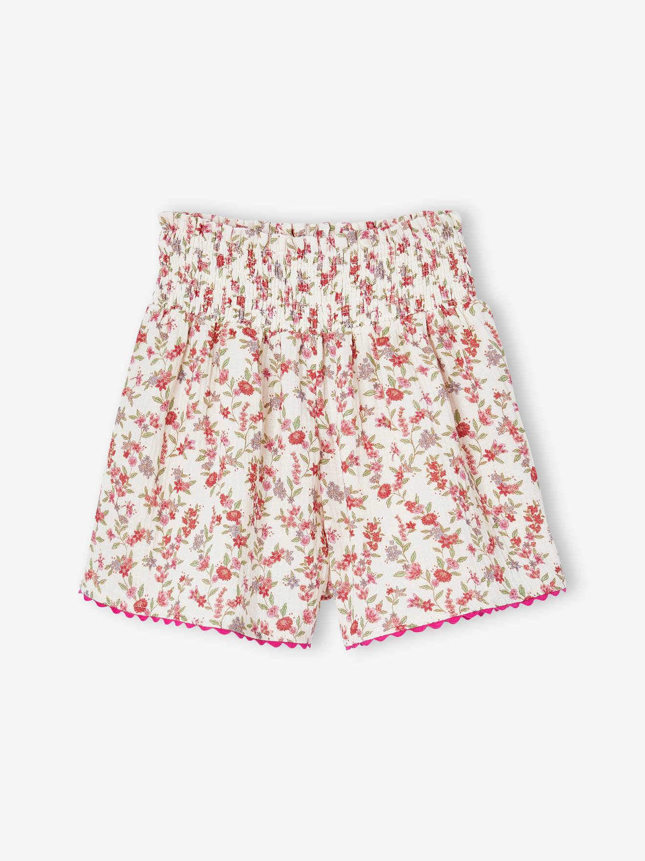 Short en gaze de coton imprimé fleurs fille multicolore