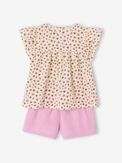 -Ensemble blouse imprimée et short en gaze de coton fille