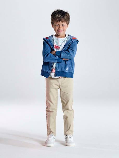 Pantalon garçon esprit chino facile à enfiler beige+marine 2 - vertbaudet enfant 
