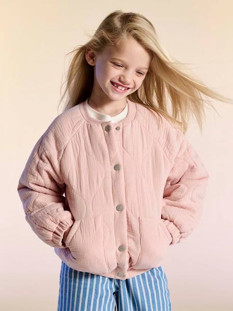 Fille-Blouson matelassé style bomber en gaze de coton fille