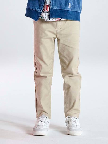 Pantalon garçon esprit chino facile à enfiler beige+marine 1 - vertbaudet enfant 
