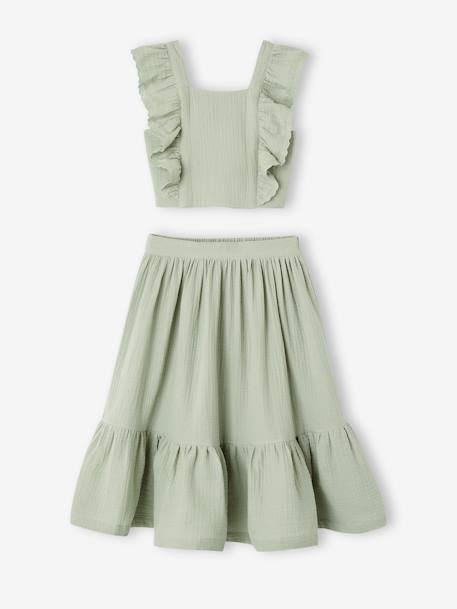 Fille-Ensemble fille cérémonie blouse jupe à volant 