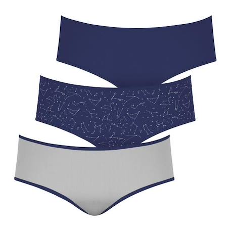 Fille-ATHENA Lot de 3 boxers Trio Mode Gris-Bleu marine FILLE