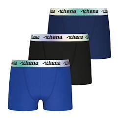 -Lot de 3 boxers Color - ATHENA - Junior - Doux et confortables - Coupe doublée devant