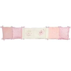 -DOMIVA Tour de lit Jolly - Microfibre 100% Polyester - Adaptable - Blanc/Rose - 30 x 180 cm