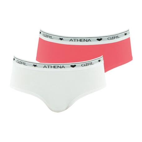 Fille-Lot de 2 boxers ATHENA Coton Ultra Doux Girl by Orange FILLE - Blanc-rose corail - Enfant