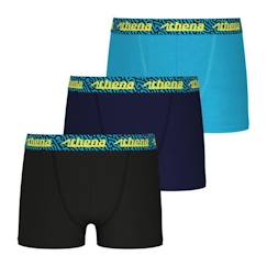 -Lot de 3 boxers Easy Fun ATHENA - Garçon - Noir-marine-bleu - Ceinture en microfibre - Coupe doublée devant