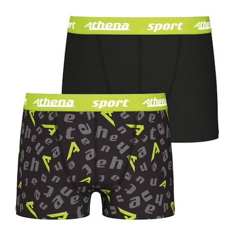 Garçon-Boxers Sport Noir Garçon - ATHENA - Lot de 2 - Microfibre - Doublés en coton