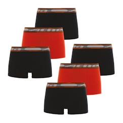 -Boxers - ATHENA - Lot de 6 - Noir-Orange - Coton stretch - Confort Sportif