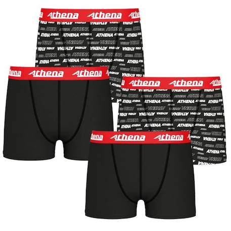 Garçon-Boxers garçon Sport ATHENA Noir - Lot de 4 - Microfibre - Confort et liberté de mouvement