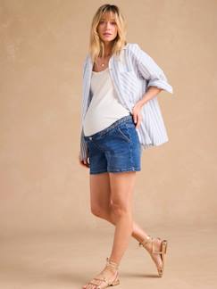 Vêtements de grossesse-Short en jean grossesse avec tresse fantaisie bandeau amovible