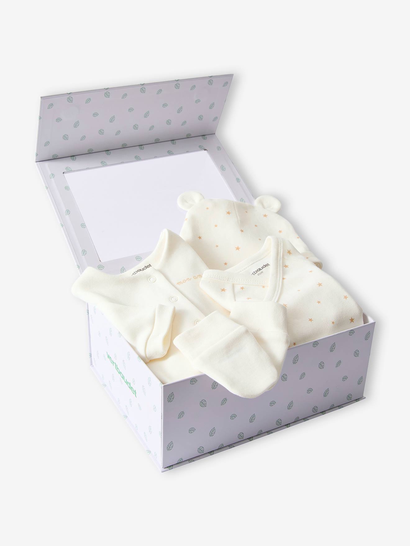 Ensemble naissance 4 pièces bébé spécial prématuré coffret cadeau écru (Vertbaudet) - Couverture