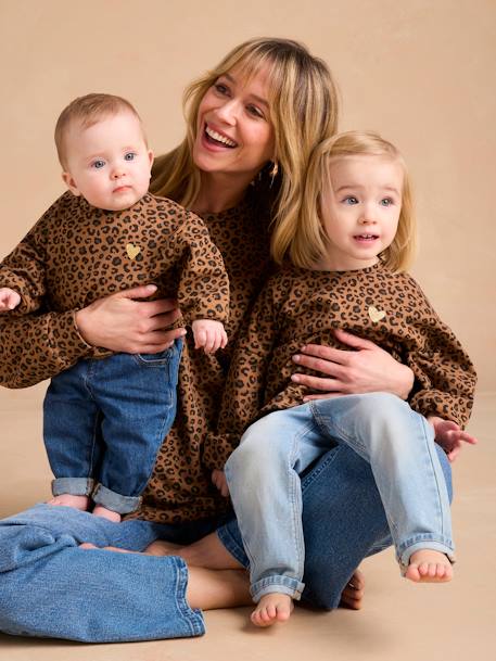 Sweat fille léopard capsule mère/fille beige+gris foncé 7 - vertbaudet enfant 
