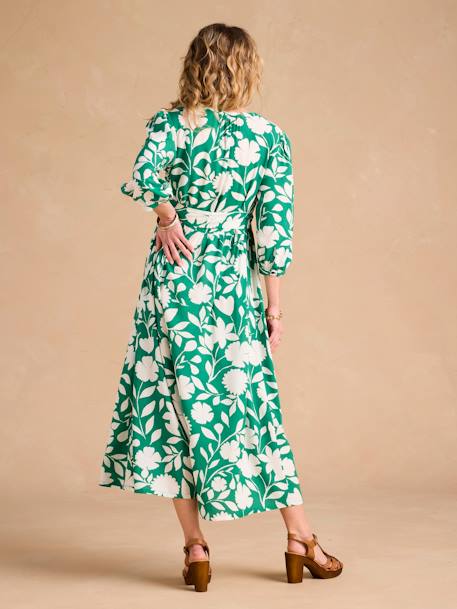 Robe longue motifs fleurs grossesse et allaitement vert 5 - vertbaudet enfant 