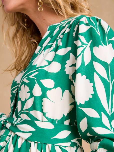 Robe longue motifs fleurs grossesse et allaitement vert 6 - vertbaudet enfant 