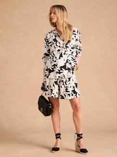 Vêtements de grossesse-Ensemble grossesse chemise + short imprimé