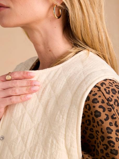 Veste matelassée évolutive avec protège-bébé grossesse et post grossesse en gaze de coton écru+kaki 8 - vertbaudet enfant 