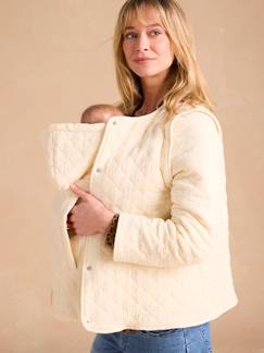Vêtements de grossesse-Veste matelassée évolutive avec protège-bébé grossesse et post grossesse en gaze de coton