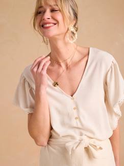 Vêtements de grossesse-Blouse grossesse et allaitement avec lin