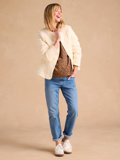 Veste matelassée évolutive avec protège-bébé grossesse et post grossesse en gaze de coton écru+kaki 4 - vertbaudet enfant 
