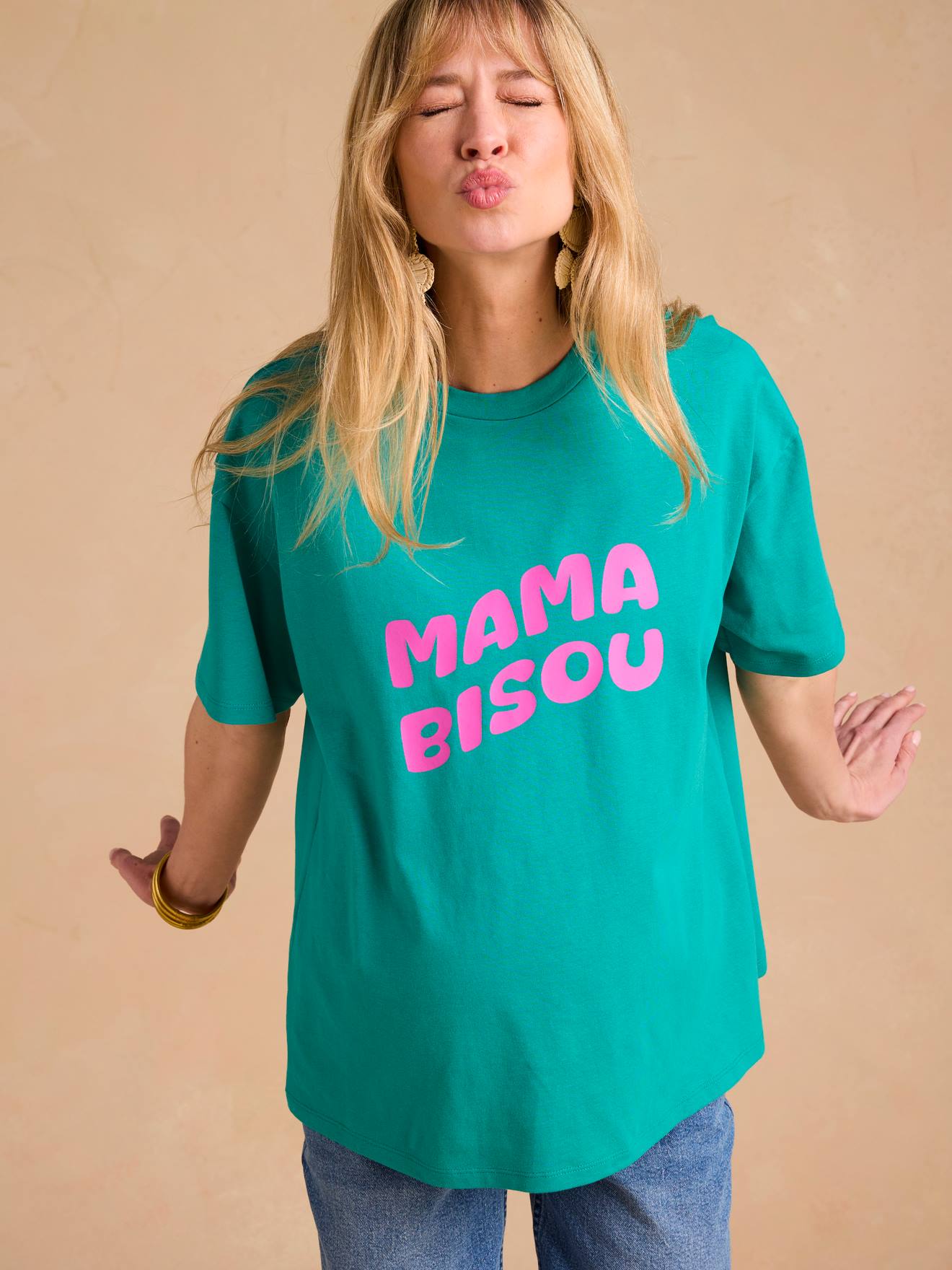 T-shirt grossesse Mama bisou vert