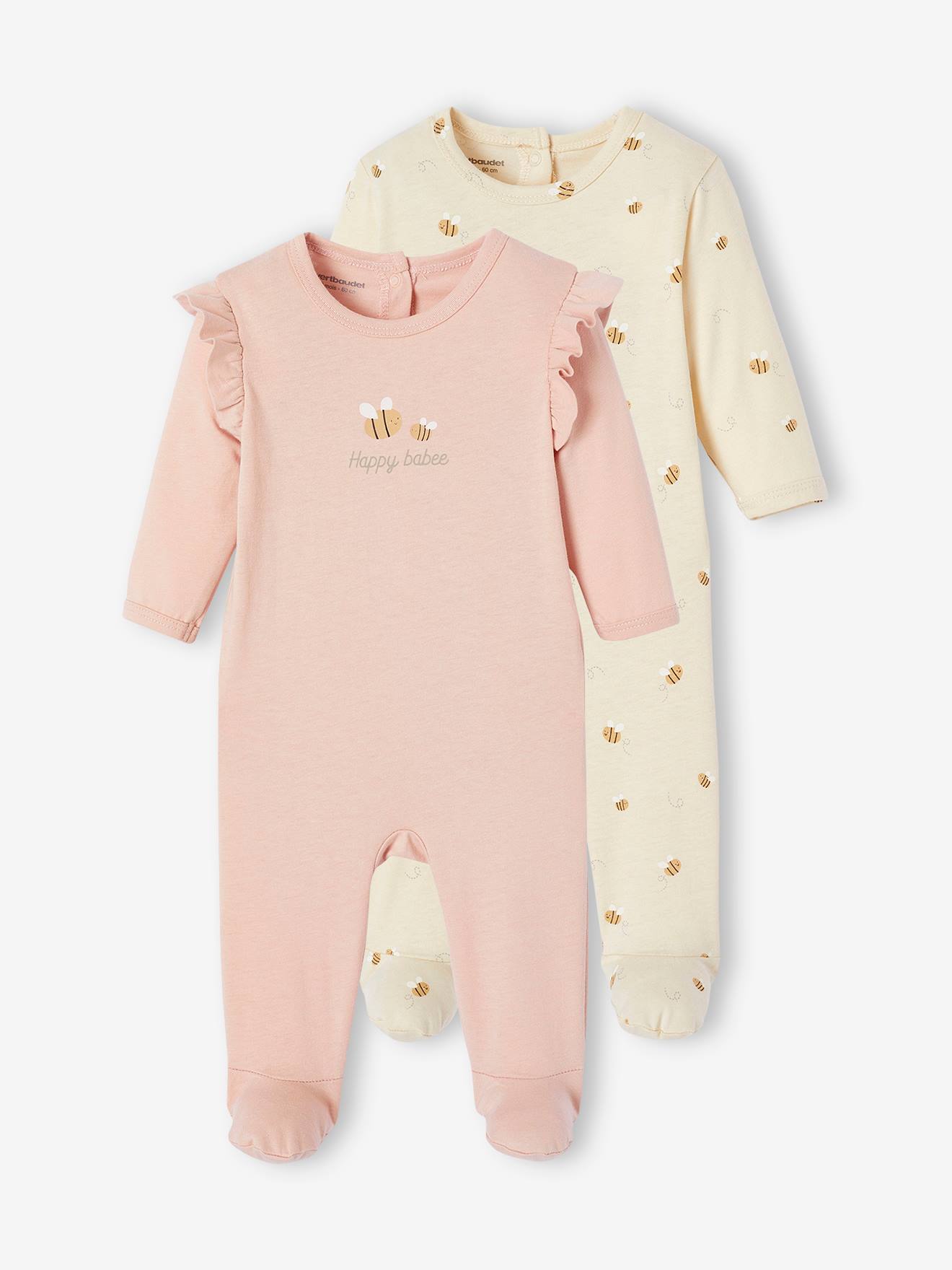 Lot de 2 dors-bien abeilles rose