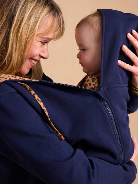 Envie De Fraise - Sweat zippé évolutif avec protège-bébé marine