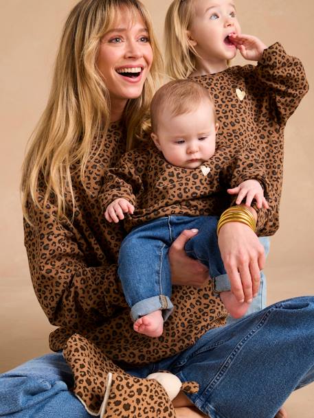 Sweat fille léopard capsule mère/fille beige+gris foncé 2 - vertbaudet enfant 