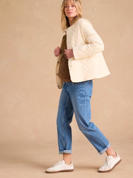 Veste matelassée évolutive avec protège-bébé grossesse et post grossesse en gaze de coton écru+kaki 5 - vertbaudet enfant 